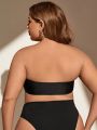 SHEIN Swim Basics Plus Size Solid Color Twisted Bandeau Bikini Top