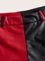 ROMWE PUNK Two Tone PU Leather Shorts