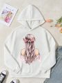 Tween Girls' Hooded Fleece Sweatshirt With Cartoon Character Print