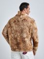 SHEIN Extended Sizes Men Plus Tie Dye Drawstring Teddy Hoodie