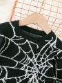 SHEIN Kids HYPEME Young Boys Spider Web Pattern Sweater