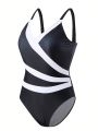 Women's Color Block One Piece Swimsuit