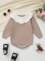 Baby Girls' Sweater Romper With Doll Collar