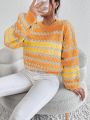 SHEIN Essnce Oversize Striped Sweater With Round Neckline