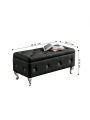 Storage Ottoman Bench, Velvet Upholstered Ottoman Flip Top Entryway Bench Seat with Safety Hinge, Storage Chest with Padded Seat, Luxury Shoe Bed End Stool for Hallway Living Room Bedroom