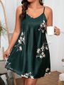 Plus Floral Print Satin Cami Nightdress