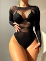 Hollow Out Fishnet Teddy Bodysuit Without Liner