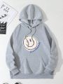 Men's Letter Print Drawstring Hooded Sweatshirt