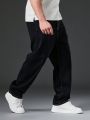 Men Plus Solid Straight Leg Jeans