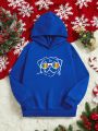 Boys' Youth Christmas Dog Pattern Printed Warm Fleece Lined Hoodie