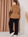 SHEIN Mulvari Plus Size Floral Embroidered Long Sleeve Pullover Sweater