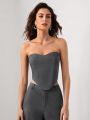 TSS Solid Asymmetrical Hem Tube Top