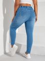 Plus Drawstring Waist Skinny Jeans