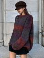 Dazy-Less Gradient Round Neck Loose Fit Sweater With Drop Shoulder