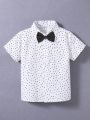 SHEIN Young Boy's Spring & Summer Modern Gentleman Star Printed Shirt, No Bow Tie Included