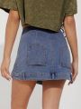 Luxe Womens Deconstructed Denim Skorts