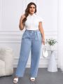 SHEIN Privé Plus Size Women's Straight-leg Jeans