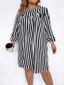 SHEIN LUNE Plus Size Striped And Printed Dress