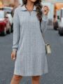 Quarter Zip Ribbed Knit Quarter Zip Tee Dress