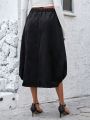 SHEIN LUNE Women's Drawstring Waistband Skirt With Twin Pockets