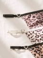 Women's Leopard Print Heart Shaped Buckle Thong Underwear