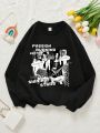 Teen Girl Figure & Letter Graphic Drop Shoulder Sweatshirt