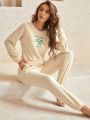 Racket & Letter Graphic Drop Shoulder PJ Set