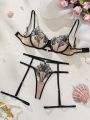 Romantic Elegant Embroidery Detail Sexy Lingerie Set