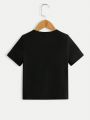 SHEIN Young Boy's Casual Short Sleeve Round Neck T-Shirt With 2024 New Year Pattern, Suitable For Summer