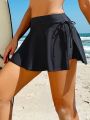 SHEIN Swim SPRTY Ladies' Solid Color Bikini Bottoms With Waistband Skirt