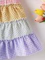 Baby Girls' Color Block Plaid Puff Sleeve Dress