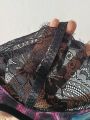 Women'S Splice Lace Leopard Print Butterfly Sexy Lingerie Set (Wireless Bra, Top, Waistband, Skirt)
