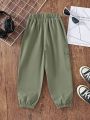 SHEIN Kids EVRYDAY Spring/Summer New Arrival Girls' Casual Cargo Pants