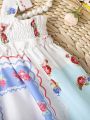 Baby Girls' Vintage Floral Print Cute Sleeveless Dress For Summer