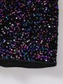 SHEIN Kids CHARMNG Girls' Gorgeous & Romantic Beaded Shorts Suitable For Parties & New Year