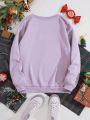 Plus Size Printed Round Neck Pullover Sweatshirt