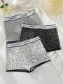 3pack Contrast Letter Tape Waist Shortie Set