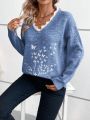 Women's Butterfly Embroidered Lace Sweater