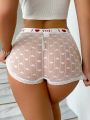 Women'S Safety Shorts With Letter Detail, Mesh And Woven Bands