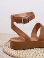 Women'S Simple Solid Color Wedge Sandals With Thick Sole