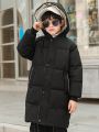 Boys' Hooded Single-breasted Padded Jacket For Kids