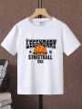 SHEIN Tween Boys' Basketball Pattern Printed Short Sleeve T-Shirt