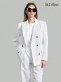 SHEIN BIZwear Peak Lapel Striped Suit Jacket And Pants Set