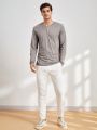 Manfinity Homme Men'S Solid Color Knit Casual Long Sleeve T-Shirt