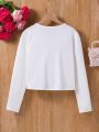 Girls' Fashionable Lace Panel Long Sleeve Jacket For Spring And Autumn