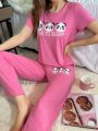 Sil Medeiros Women's Letter & Panda Print Pajama Set