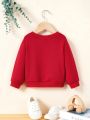 Baby Boys' Casual Round Neck Long Sleeve Sweatshirt For New Year 2024, Suitable For Autumn And Winter