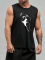 Manfinity LEGND Men's Plus Size Sleeveless Top With Halloween Ghost Face Print