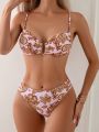 SHEIN Swim Vcay Paisley Print & Hollow Out Design Swimwear Set