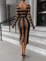 SHEIN Privé Ladies' Stripe Bodycon Dress